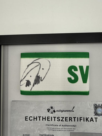 Kapitänsbinde Tim Borowski signiert im Rahmen Werder Bremen COA Fußball