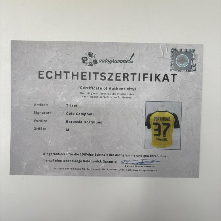 Borussia Dortmund Trikot Cole Campbell signiert BVB Puma M