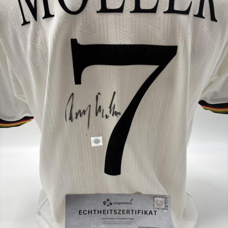 DFB Repro Trikot Andreas Möller signiert Adidas COA Deutschland Autogramm M
