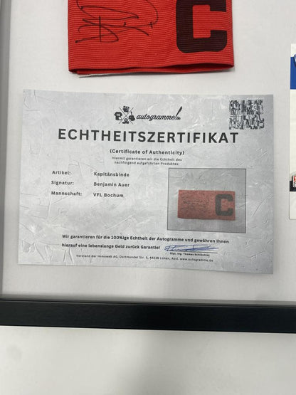 Captain's armband signed by Benjamin Auer in the VFL Bochum COA frame