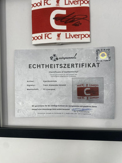 Trent Alexander-Arnold's captain's armband signed by FC Liverpool in a frame