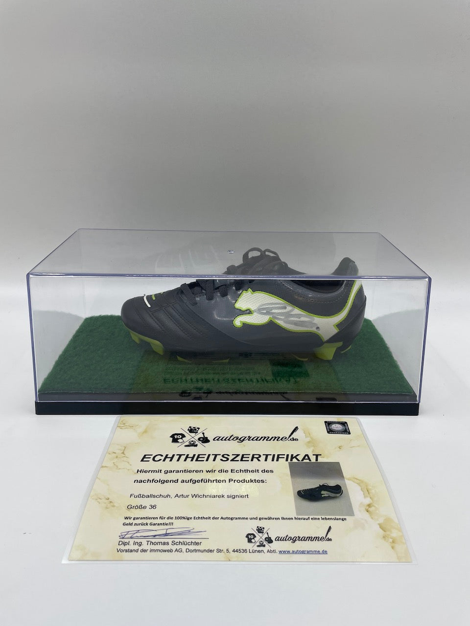 Fußballschuh Artur Wichniarek signiert Fußball Bielefeld Bundesliga COA Schuh