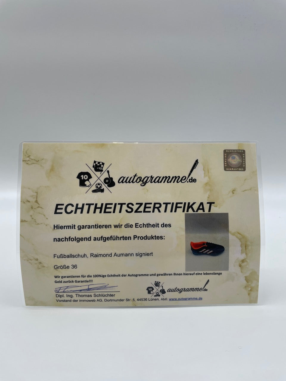 Football shoe Raimond Aumann signed football FC Bayern Bundesliga Coa autograph