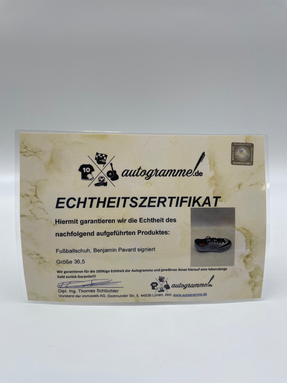 Football shoe Benjamin Pavard signed football FC Bayern Bundesliga autograph