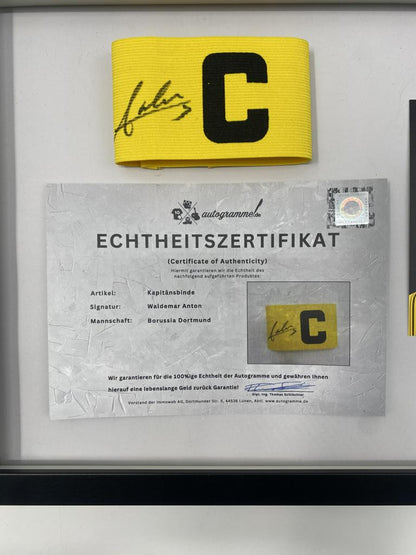 Captain's armband signed by Waldemar Anton in a new Borussia Dortmund COA (Certificate of Appointment)
