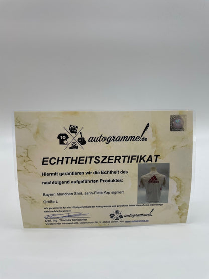 FC Bayern Shirt Jann-Fiete ARP signed Adidas Coa Germany DFB Autogram L