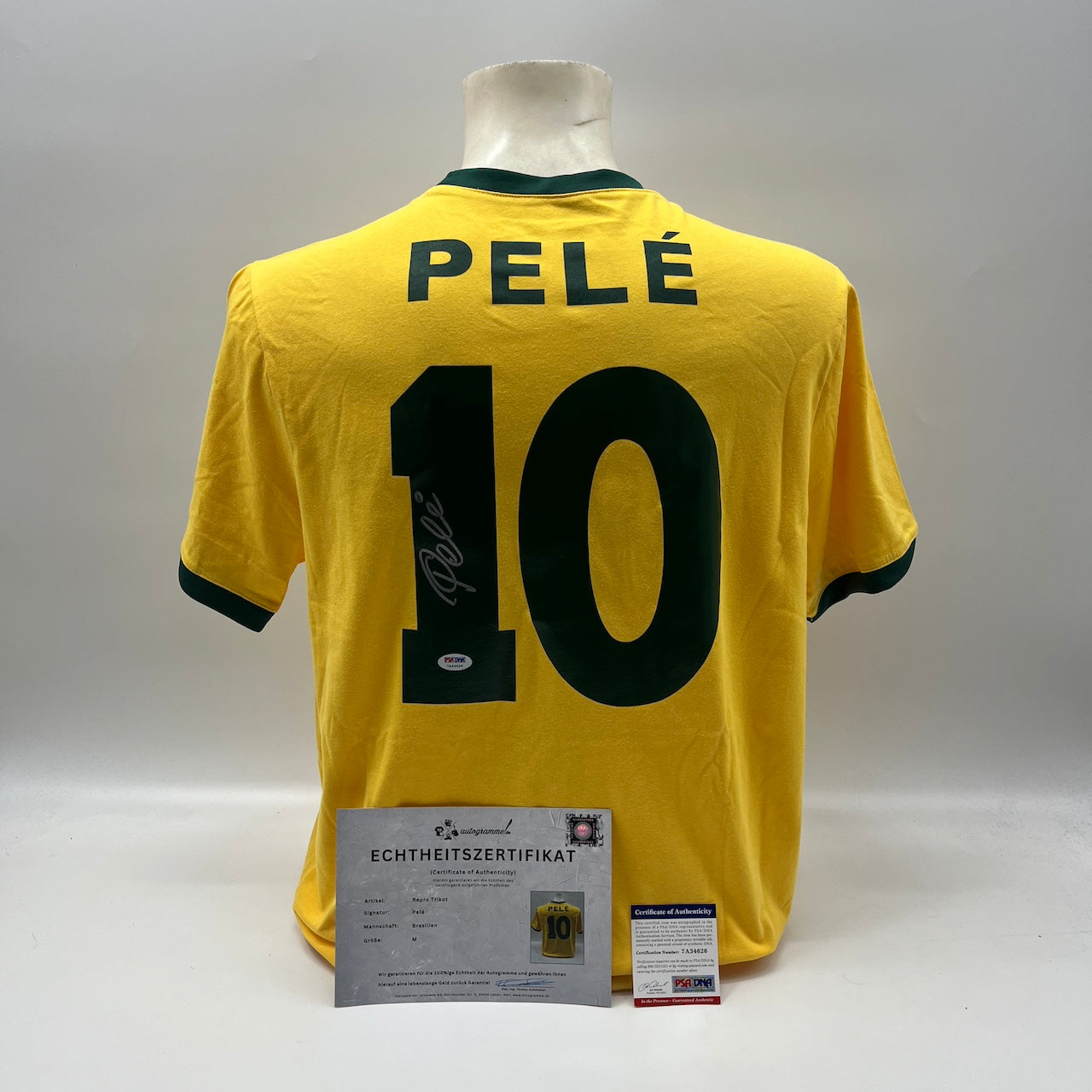 Brasilien Repro Trikot Pele signiert Unterschrift Autogramm COA M neu