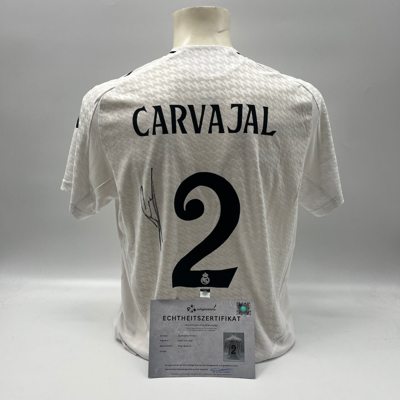 Real Madrid Authentic-Trikot Daniel Carvajal signiert Autogramm Adidas COA L