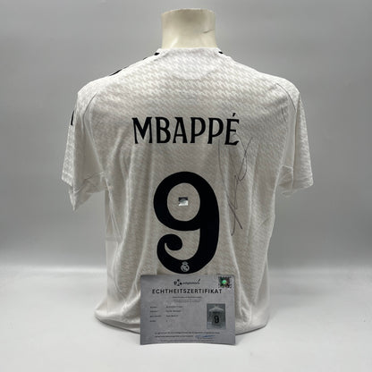 Real Madrid Authentic-Trikot Kylian Mbappe signiert Autogramm Adidas COA L