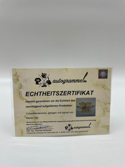 Goalkeeper gloves Marvin Hitz worn + signed autograph dortmund matchworn