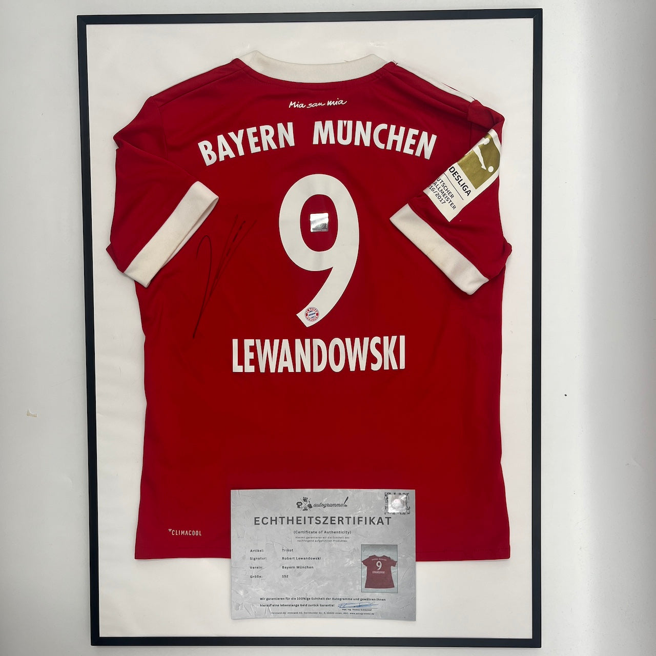 Bayern München Trikot Robert Lewandowski signiert im Rahmen COA Adidas 152