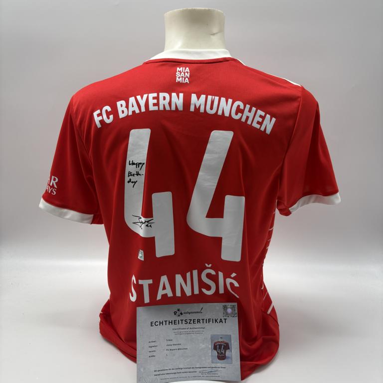 Bayern München Trikot Josip Stanišić signiert Autogramme Bundesliga Adidas L
