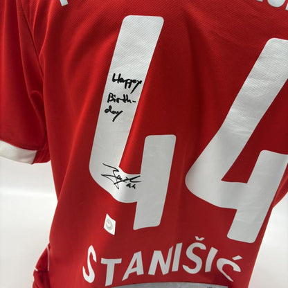 Bayern München Trikot Josip Stanišić signiert Autogramme Bundesliga Adidas L