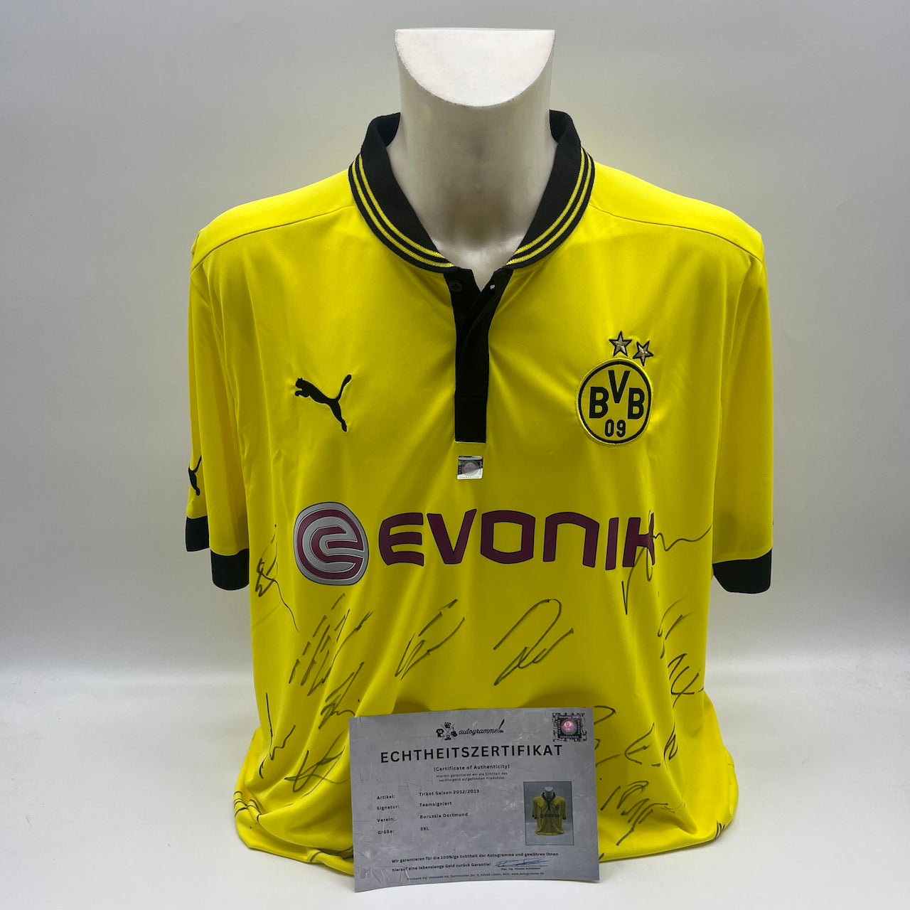 BVB Trikot 2012/2013 Teamsigniert Borussia Dortmund COA Puma 3XL