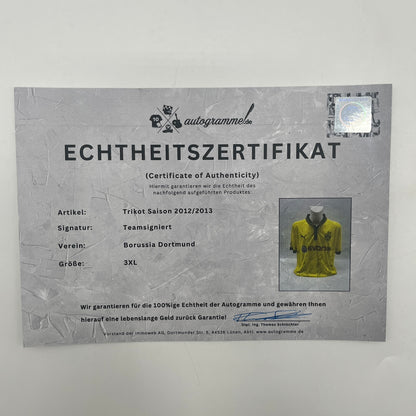 BVB Trikot 2012/2013 Teamsigniert Borussia Dortmund COA Puma 3XL
