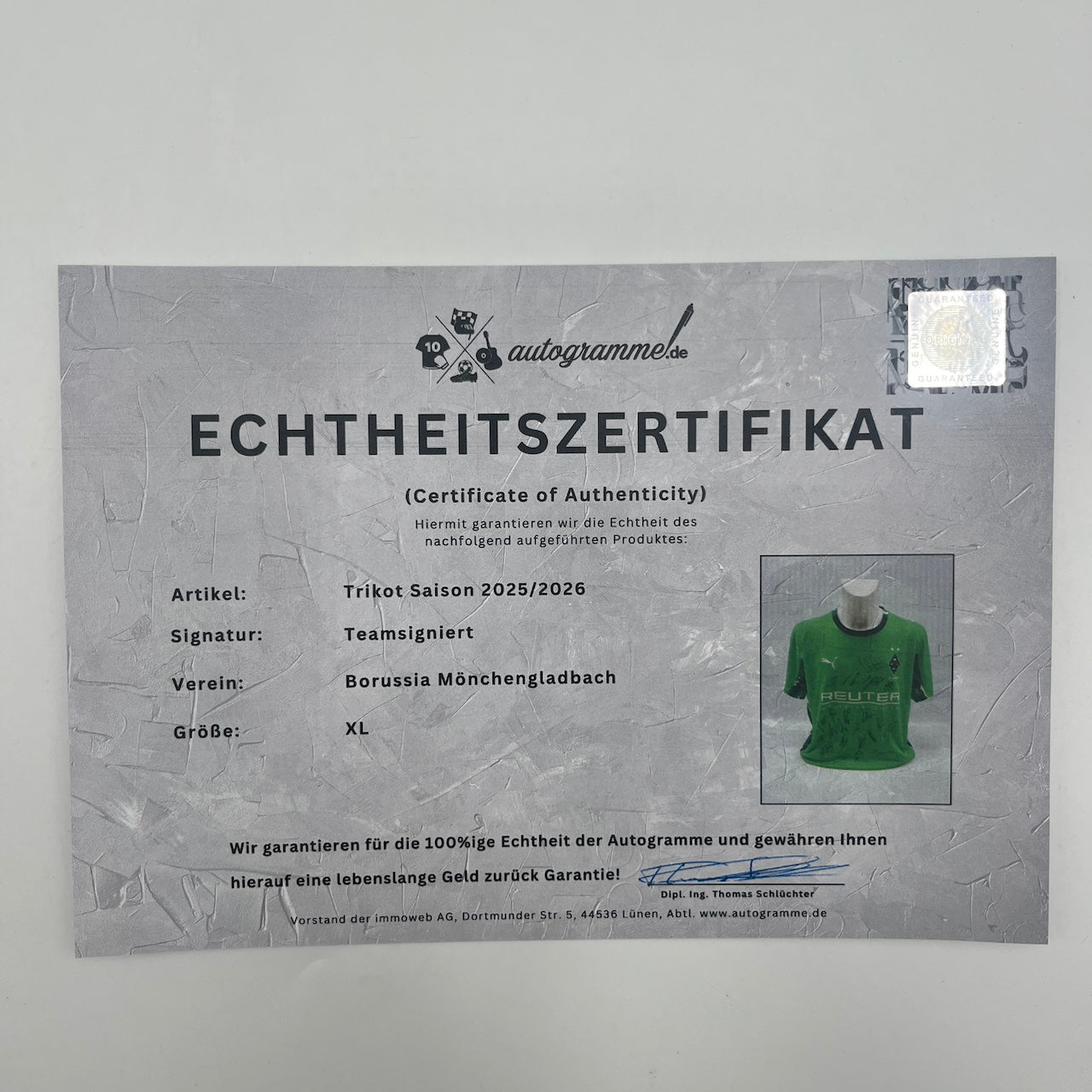 Borussia Mönchengladbach Trikot 2025/2026 Teamsigniert COA Puma XL