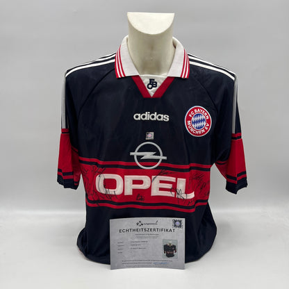 Bayern München Trikot 1998/1999 Teamsigniert Bundesliga weiß COA Adidas L