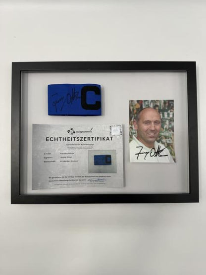 Kapitänsbinde Jonny Otten signiert im Rahmen Werder Bremen COA Fußball