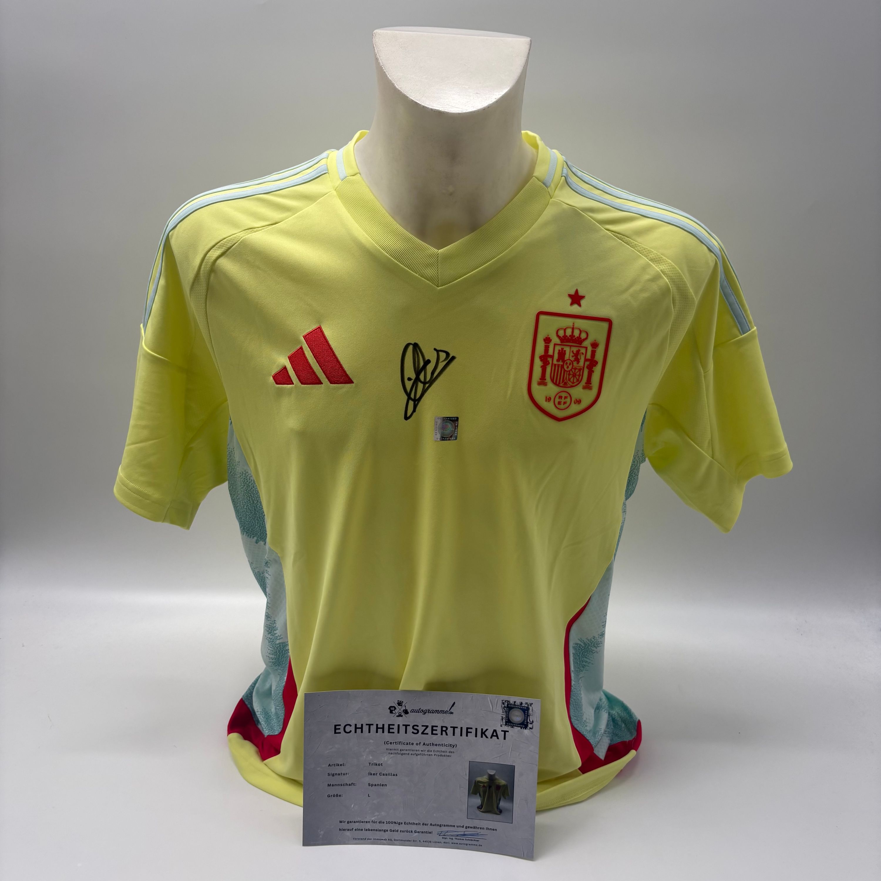 Spanien Trikot Iker Casillas signiert Adidas COA Autogramm L
