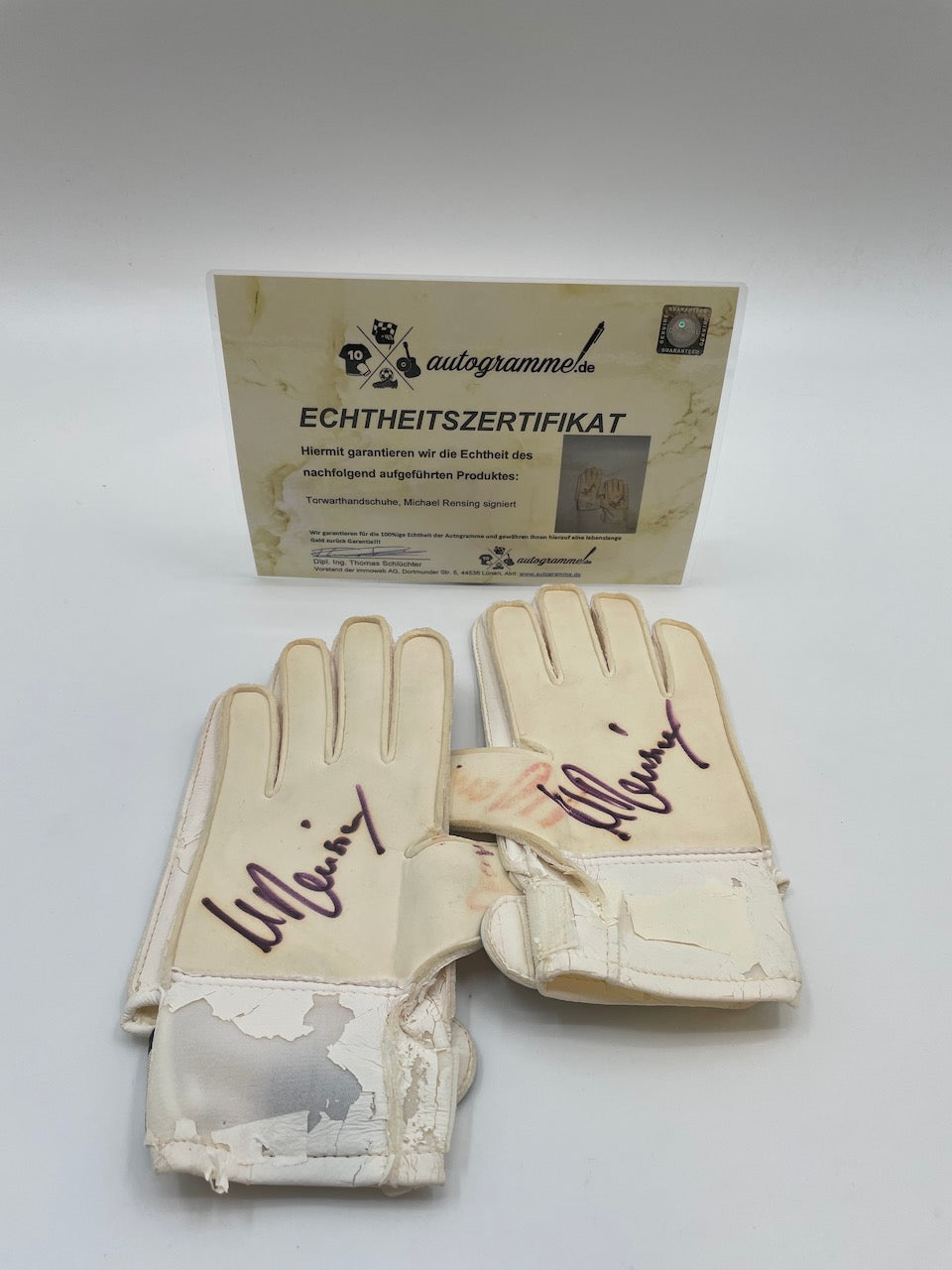 Goalkeeper gloves Michael Rensing signed autograph bayern Munich adidas coa