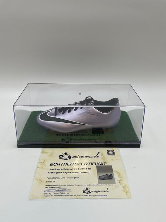 Fußballschuh Mike Hanke signiert Fußball Gladbach Bundesliga COA Schuh Autogramm