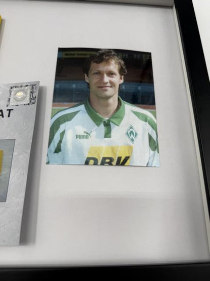 Kapitänsbinde Gunnar Sauer signiert im Rahmen Werder Bremen COA Fußball