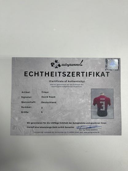 DFB jersey David Raum signed Adidas COA Germany autograph S