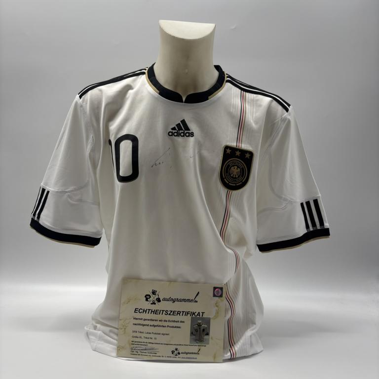 DFB Trikot Lukas Podolski signiert Adidas COA Deutschland Autogramm XL