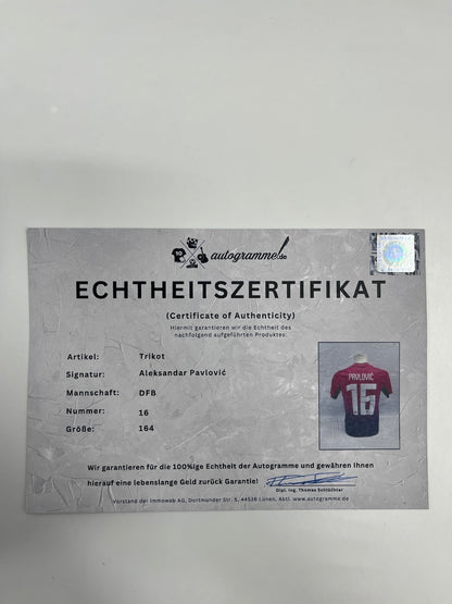 DFB Trikot Aleksandar Pavlovic signiert Adidas COA Deutschland Autogramm 164