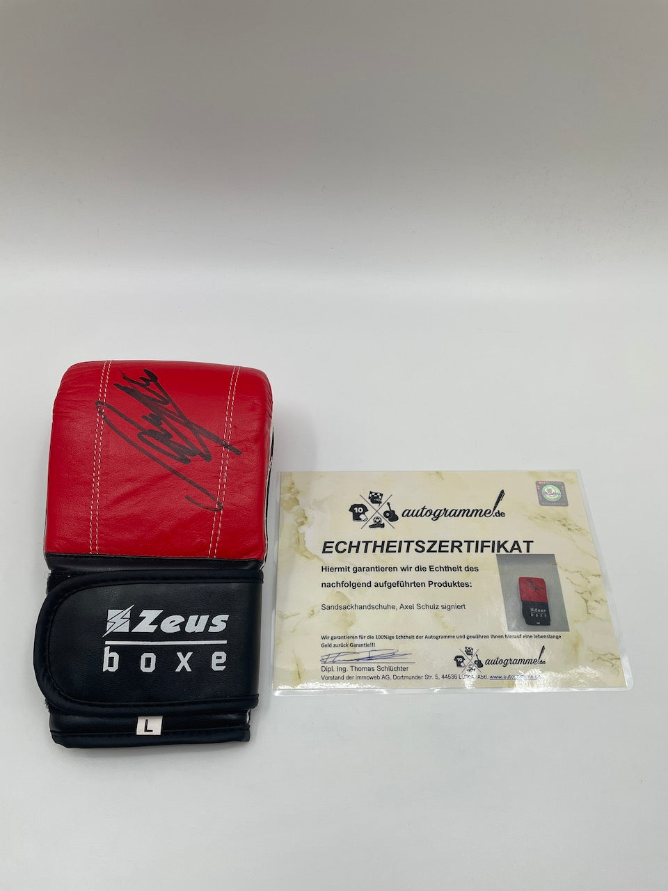 Sandbag glove Axel Schulz signed autograph signature boxes COA new