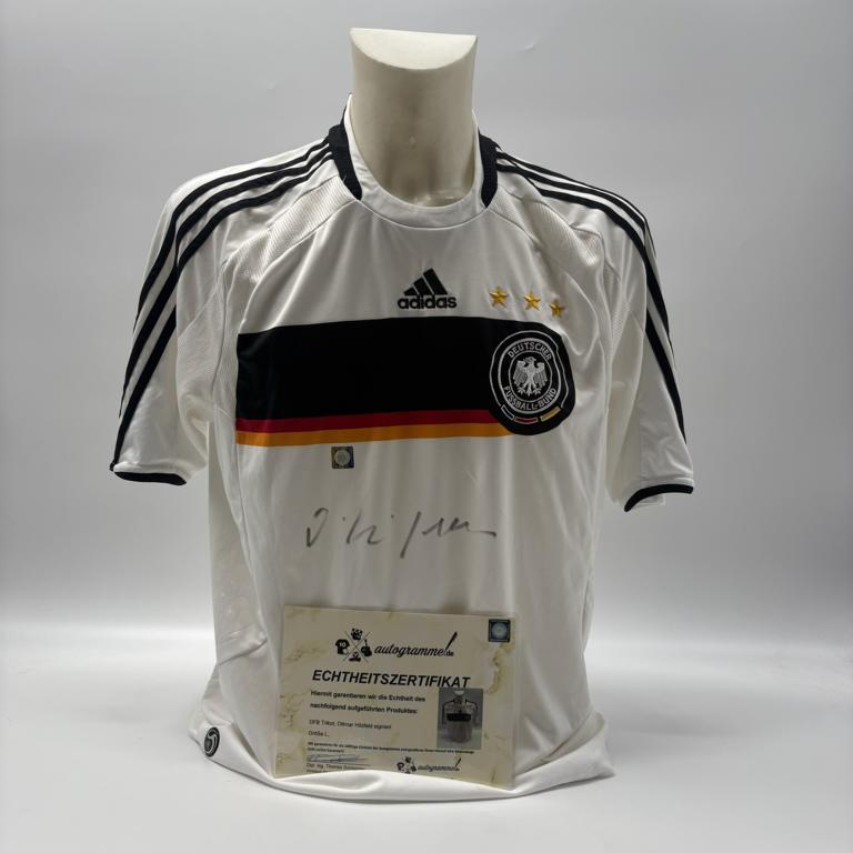DFB Trikot Ottmar Hitzfeld signiert Adidas COA Deutschland Autogramm L