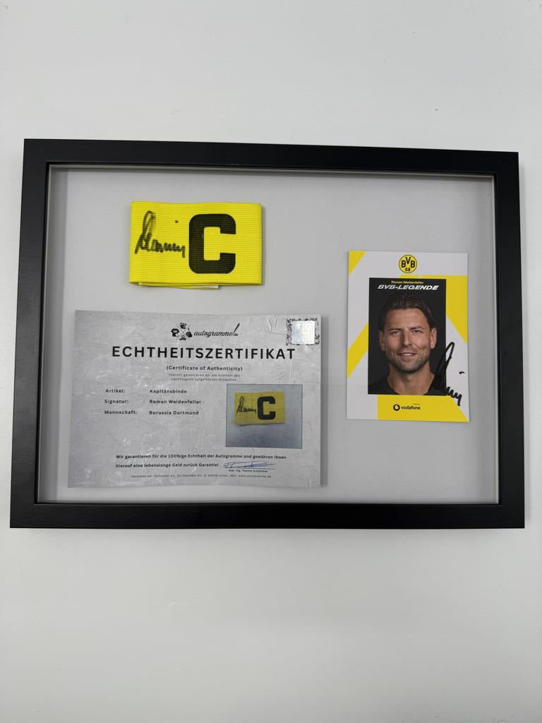 Kapitänsbinde Roman Weidenfeller signiert im Rahmen Borussia Dortmund Autogramm COA
