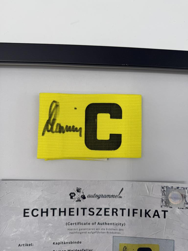 Kapitänsbinde Roman Weidenfeller signiert im Rahmen Borussia Dortmund Autogramm COA
