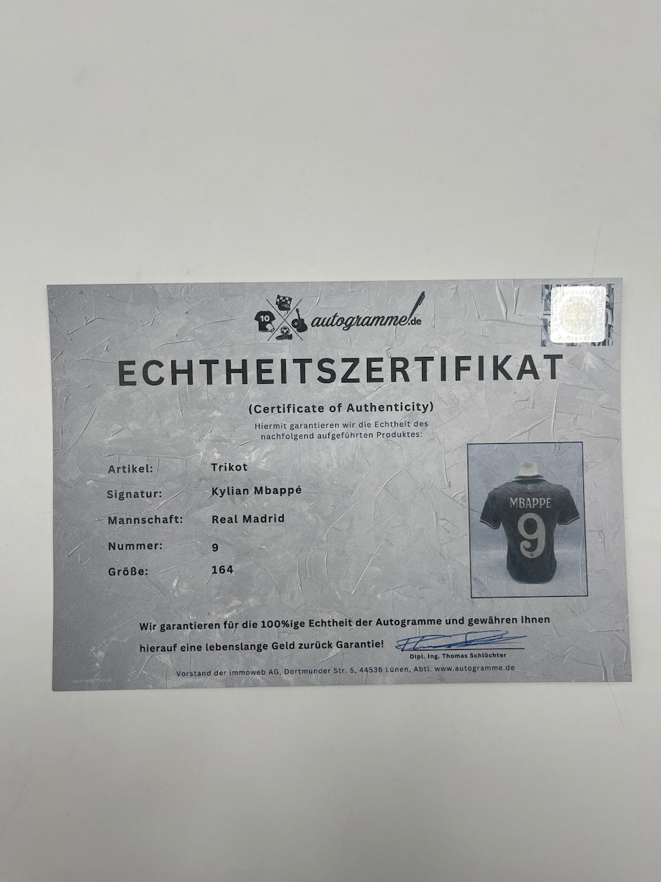 Real Madrid Trikot Kylian Mbappe signiert Adidas COA LaLiga Autogramm 164
