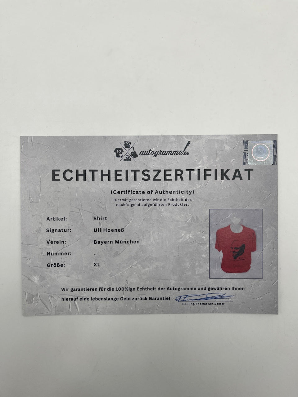 Bayern Munich T-Shirt signed by Uli Hoeneß, FCB XL