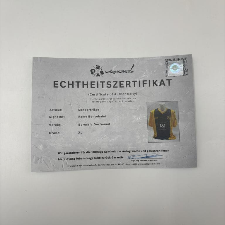 Borussia Dortmund Sondertrikot Ramy Bensebaini signiert Puma COA  Autogramm XL