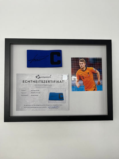Captain's armband signed by Matthijs de Ligt, framed, Netherlands, autograph COA