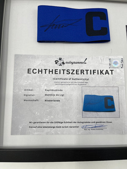 Captain's armband signed by Matthijs de Ligt, framed, Netherlands, autograph COA