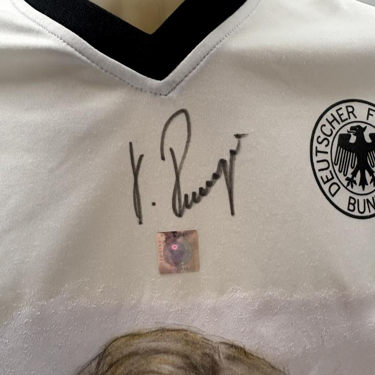 DFB Repro Shirt Portrait Karl-Heinz Rummenigge handgemalt und signiert M
