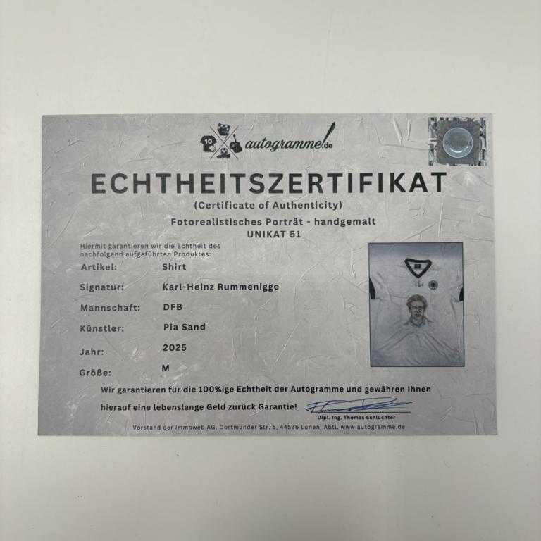 DFB Repro Shirt Portrait Karl-Heinz Rummenigge handgemalt und signiert M