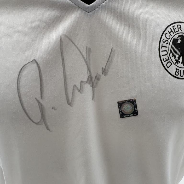 Deutschland T-Shirt Günter Netzer signiert DFB Neu Autogramm M