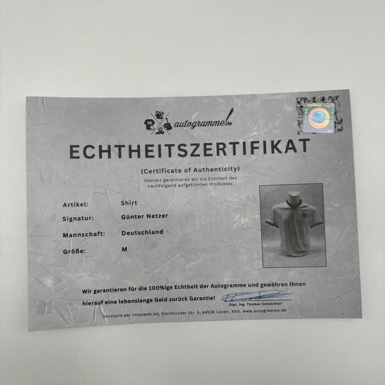 Deutschland T-Shirt Günter Netzer signiert DFB Neu Autogramm M