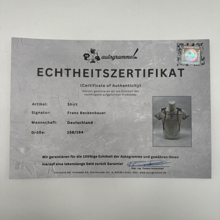 DFB Fanshirt EM 2016  Franz Beckenbauer signiert Adidas COA Deutschland DFB Kaiser 158/164