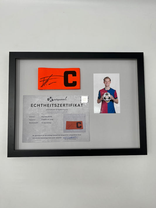 Kapitänsbinde Frenkie de Jong signiert im Rahmen FC Barcelona COA Autogramm