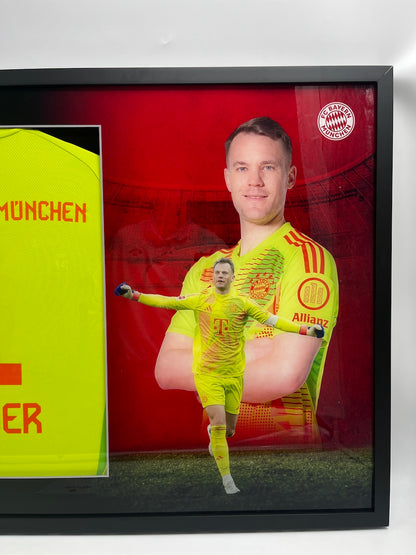 Bayern Munich jersey signed by Manuel Neuer in COA Adidas frame
