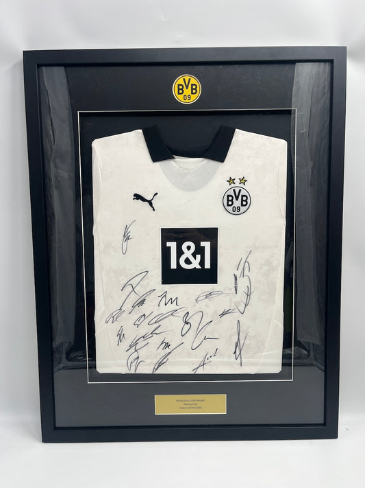 Borussia Dortmund Trikot 2024/2025 Teamsigniert im Rahmen Puma weiße Wiese BVB