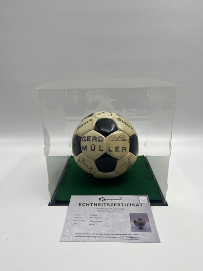 Football team signed 1974 in display case DFB autograph COA ball Gerd Müller