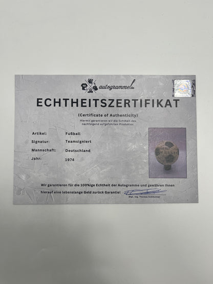Football team signed 1974 in display case DFB autograph COA ball Gerd Müller