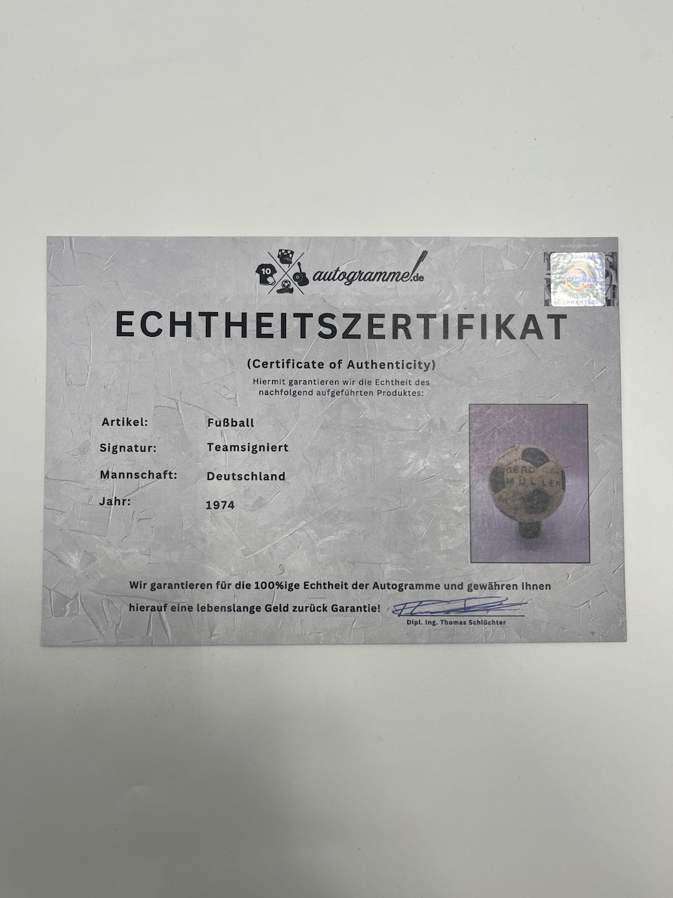 Football team signed 1974 in display case DFB autograph COA ball Gerd Müller