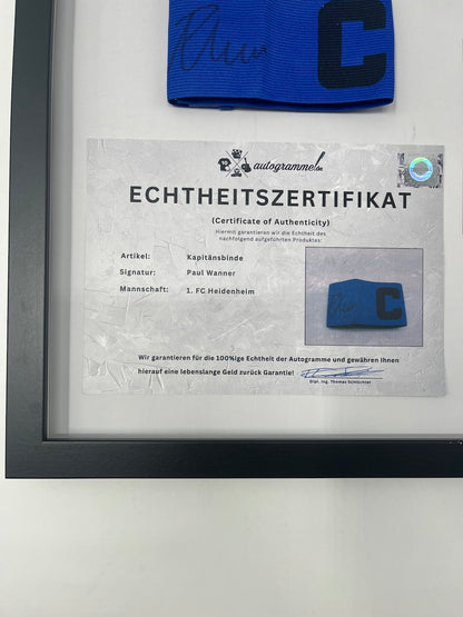 Captain's armband signed by Paul Wanner in a frame Heidenheim Autograph COA